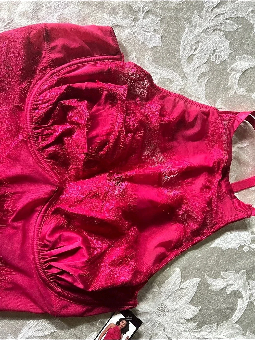 Mchlala Cheri Paris High Neck Teddy One Piece Pink 2X NWT